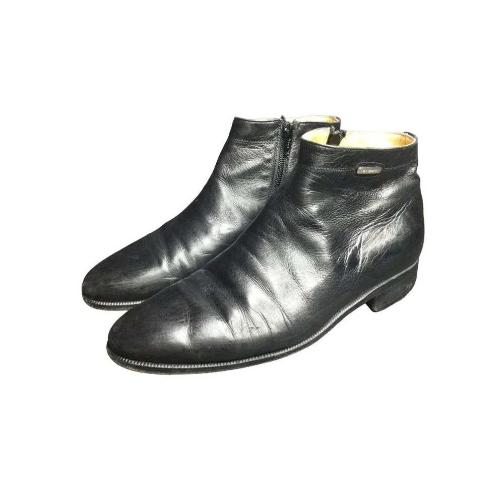 Moreschi Side Zip Leather Ankle Boots Made in Italy Men Size 8 Black